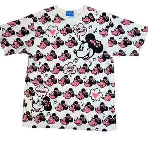 Tokyo Disney Resort Minnie Mouse All Over Print T-Shirt White Size Large japan
